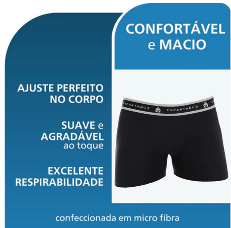 Kit Com 5 Cuecas Boxer Masculina Microfibra Original - ORNAEL